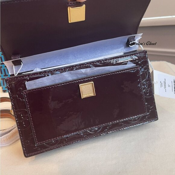 🔥NeW! Tory Burch T MONOGRAM PATENT EMBOSSED CHAIN Crossbody - Picture 6 of 10